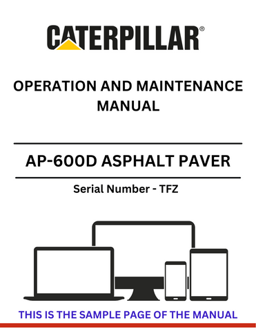 Access the CAT AP-600D Asphalt Paver Operation and Maintenance Manual. This essential resource provides detailed instructions for efficient operation and maintenance.