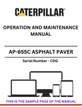 Discover the comprehensive operation and maintenance manual for the CAT AP-655C Asphalt Paver. Ensure optimal performance with expert guidance tailored for S/N - CDG.