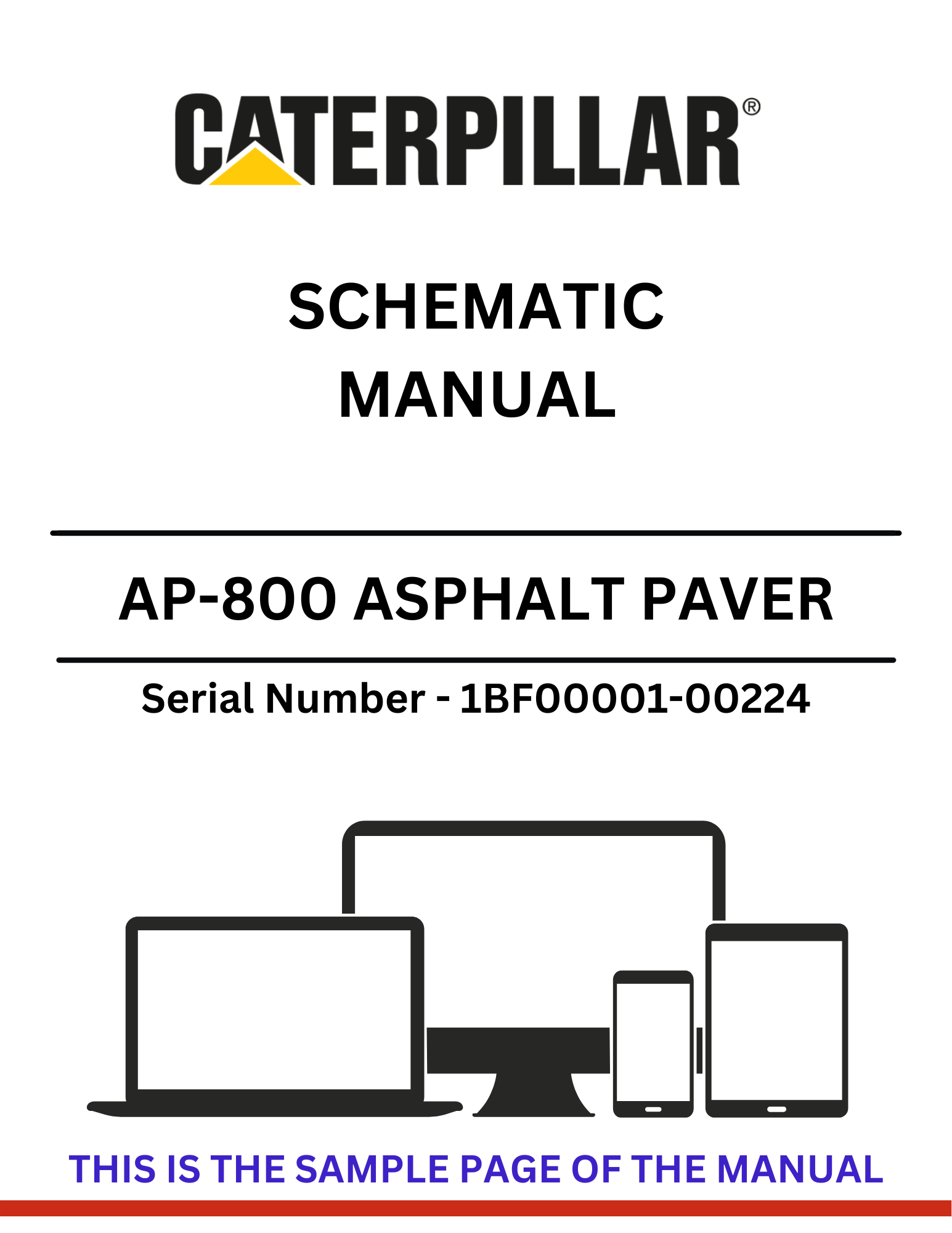 Explore the CAT AP-800 Asphalt Paver Schematic Manual (S/N 1BF00001-00224). Find essential schematics and technical details to enhance your paving projects.