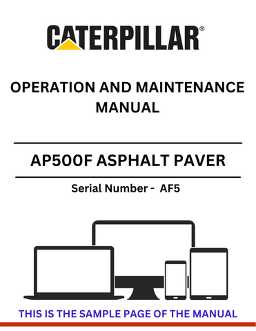 Access the CAT AP500F Asphalt Paver operation and maintenance manual. Enhance your equipment's efficiency with detailed instructions and essential maintenance tips.