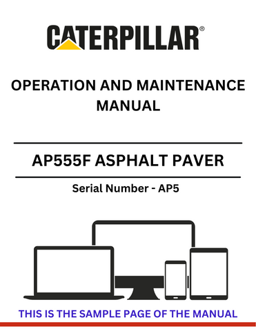 Access the CAT AP555F Asphalt Paver operation and maintenance manual. Enhance your equipment's efficiency and lifespan with detailed instructions and tips.