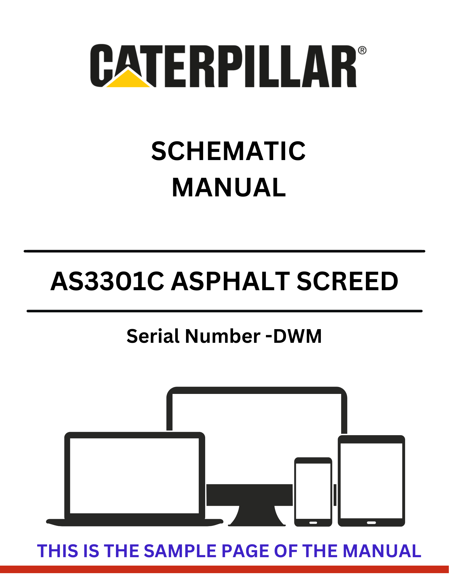 Access the CAT AS3301C Asphalt Screed Schematic Manual (S/N - DWM) for comprehensive guidance and technical details to optimize your asphalt screed operations.