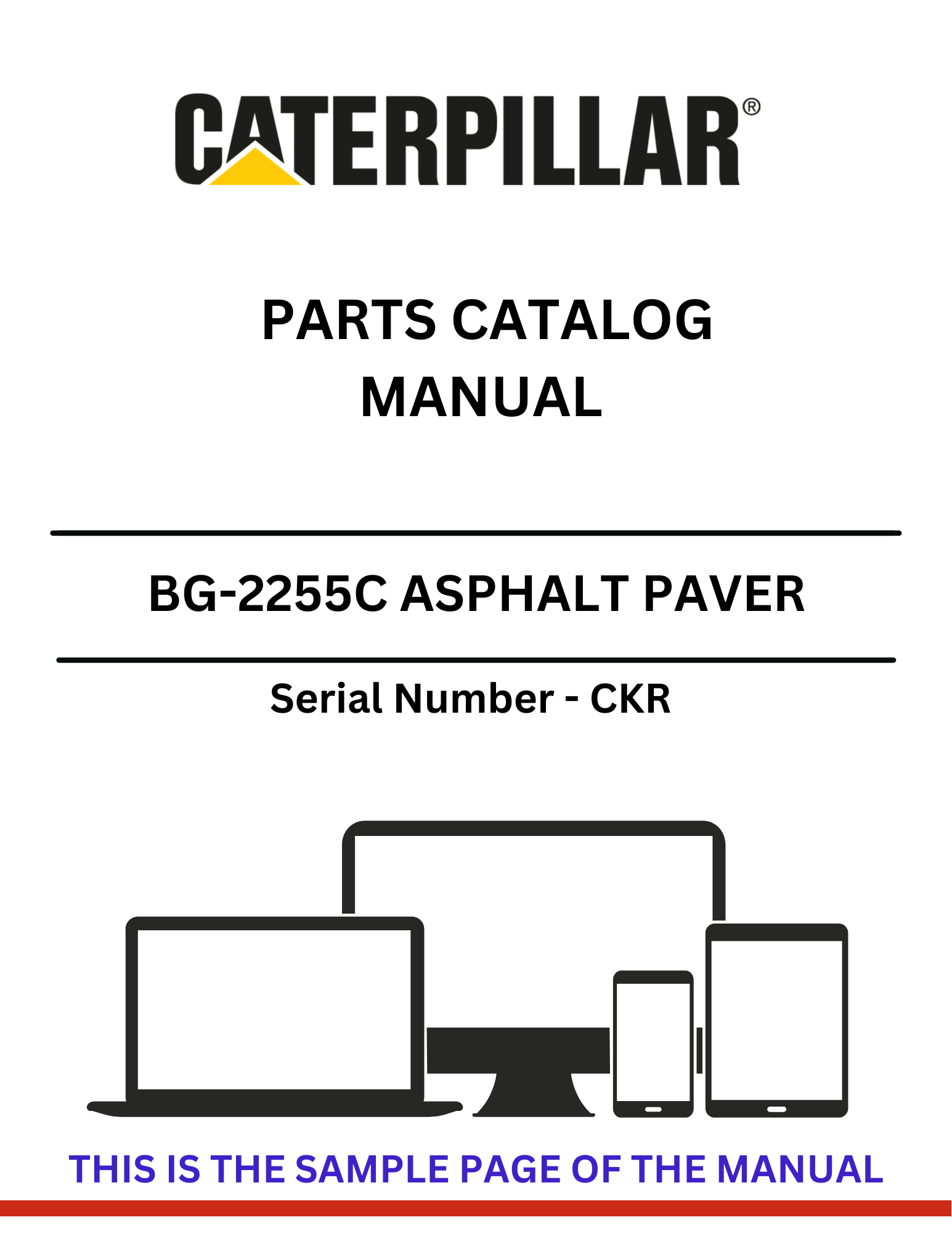 Access the CAT BG-2255C Asphalt Paver Parts Catalog Manual (S/N - CKR). Explore comprehensive parts listings to keep your machinery running smoothly.