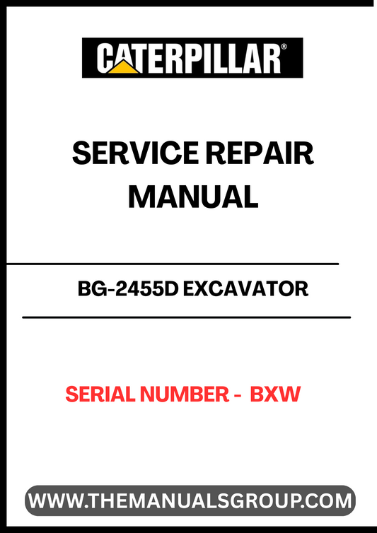 Unlock the full potential of your CAT BG-2455D Excavator with the comprehensive Service Repair Manual, specifically designed for serial number BXW. This manual is an essential resource for both seasoned professionals and DIY enthusiasts, providing detailed instructions and insights to keep your equipment running smoothly.