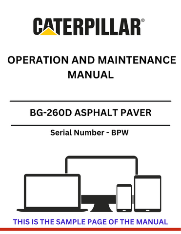 Access the CAT BG-260D Asphalt Paver Operation and Maintenance Manual. This essential resource provides detailed instructions for efficient operation and maintenance.