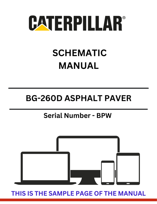 Access the CAT BG-260D Asphalt Paver Schematic Manual (S/N - BPW) for comprehensive diagrams and operational guidance to optimize your equipment performance.