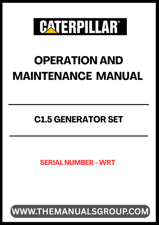  Ensure the optimal performance of your CAT C1.5 Generator Set with the comprehensive Operation and Maintenance Manual, specifically designed for serial number WRT. This essential guide provides detailed instructions and insights to help you operate your generator efficiently and safely, maximizing its lifespan and reliability.