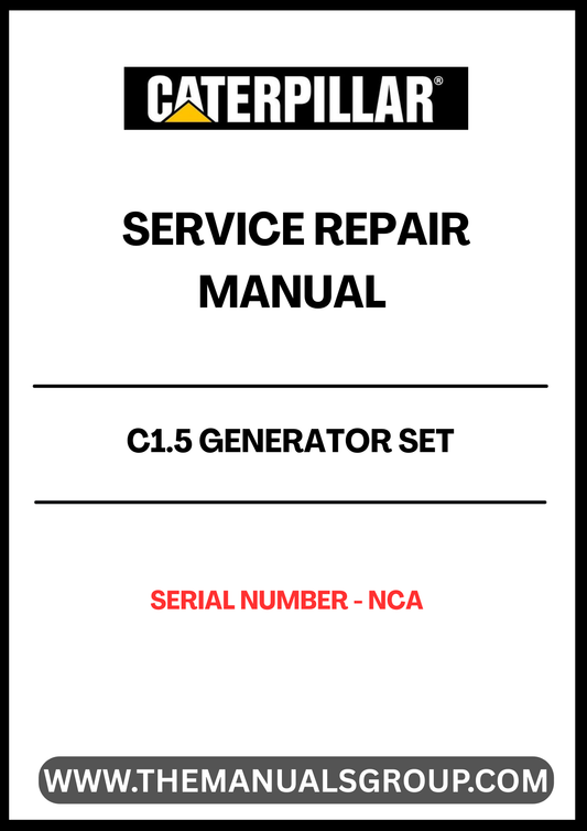 Discover the essential CAT C1.5 Generator Set Service Repair Manual, specifically designed for serial number NCA. This comprehensive guide is an invaluable resource for technicians and DIY enthusiasts alike, providing detailed instructions and insights to ensure optimal performance and longevity of your generator.