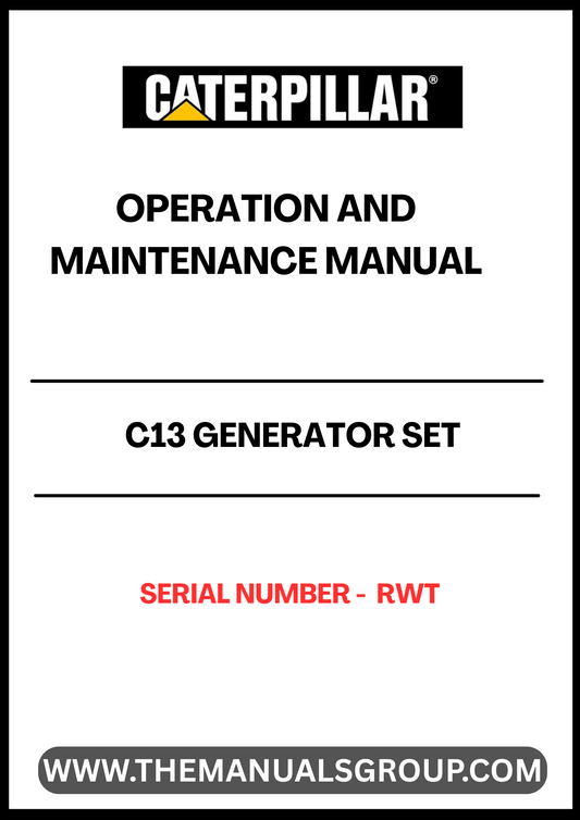 Discover the essential CAT C13 Generator Set Operation and Maintenance Manual, specifically designed for serial number RWT. This comprehensive guide provides detailed instructions and insights to ensure optimal performance and longevity of your generator set.