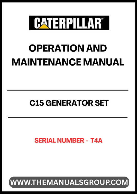  Ensure the optimal performance of your CAT C15 Generator Set with the comprehensive Operation and Maintenance Manual, specifically designed for serial number T4A. This essential guide provides detailed instructions and insights to help you operate your generator efficiently and safely, maximizing its lifespan and reliability.