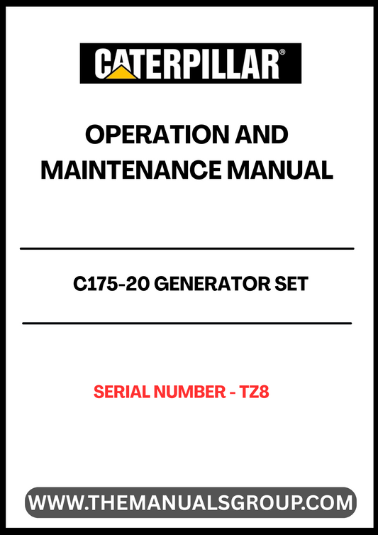 The CAT C175-20 Generator Set Operation and Maintenance Manual is an essential resource for ensuring the optimal performance and longevity of your generator. Designed specifically for the C175-20 model, this manual provides detailed instructions and guidelines tailored to your unit's serial number TZ8, making it easy to follow and implement.