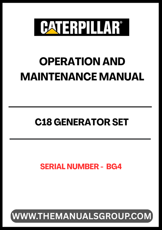 Discover the essential CAT C18 Generator Set Operation and Maintenance Manual, specifically designed for serial number BG4. This comprehensive guide is your go-to resource for understanding the intricacies of your generator set, ensuring optimal performance and longevity.