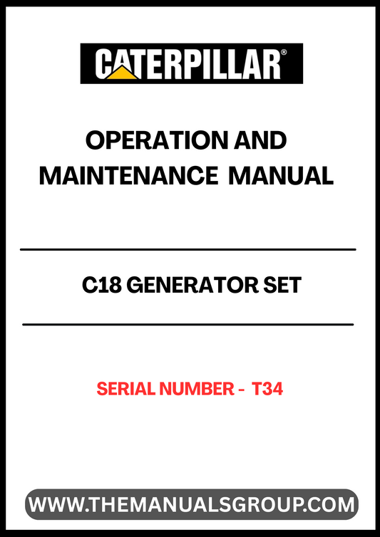 Discover the essential CAT C18 Generator Set Operation and Maintenance Manual, designed specifically for serial number T34. This comprehensive guide provides detailed instructions and insights to ensure optimal performance and longevity of your generator set.
