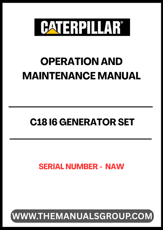 Discover the essential CAT C18 I6 Generator Set Operation and Maintenance Manual, designed specifically for your generator's serial number NAW. This comprehensive guide provides detailed instructions and insights to ensure optimal performance and longevity of your equipment. With clear diagrams and step-by-step procedures, you can easily navigate through operation protocols and maintenance tasks.