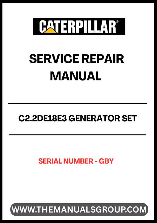Introducing the CAT C2.2DE18E3 Generator Set Service Repair Manual, specifically designed for serial number GBY. This comprehensive manual is an essential resource for technicians and DIY enthusiasts alike, providing detailed guidance on maintenance, troubleshooting, and repair procedures for your generator set.
