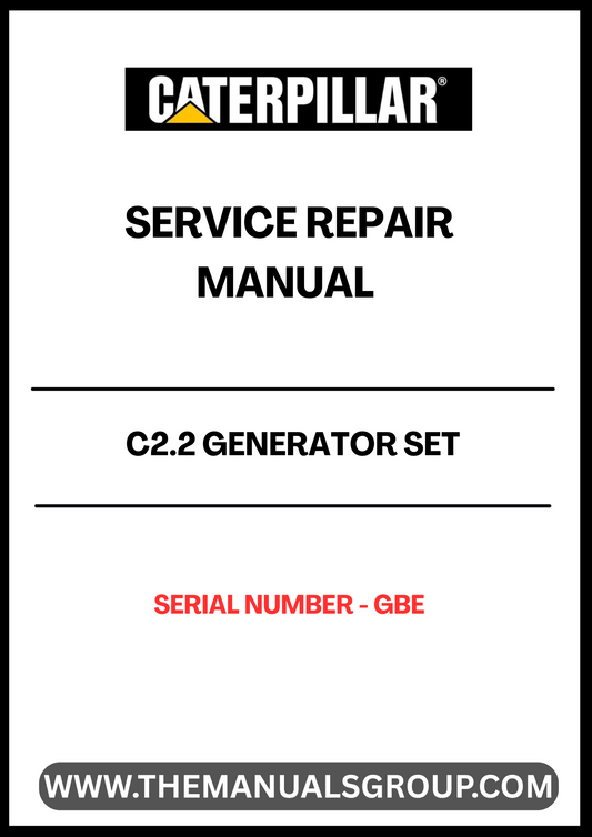 The CAT C2.2 Generator Set Service Repair Manual (S/N - GBE) is an essential resource for anyone looking to maintain or repair their generator efficiently. This comprehensive manual provides detailed instructions, diagrams, and troubleshooting tips specifically tailored for the CAT C2.2 model, ensuring you have all the information needed to keep your equipment running smoothly.