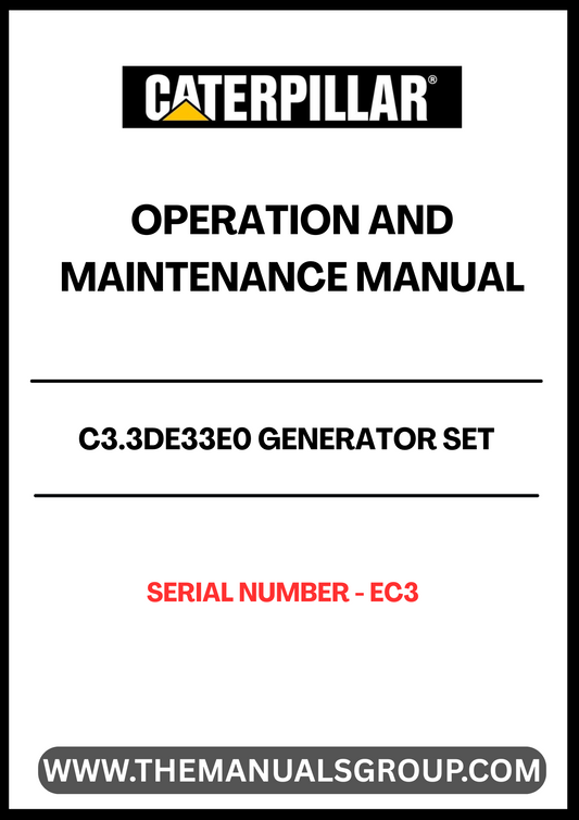 Introducing the CAT C3.3DE33E0 Generator Set Operation and Maintenance Manual, specifically designed for serial number EC3. This comprehensive guide is essential for anyone looking to maximize the performance and longevity of their generator set. With detailed instructions and expert insights, you can ensure your equipment operates at peak efficiency.