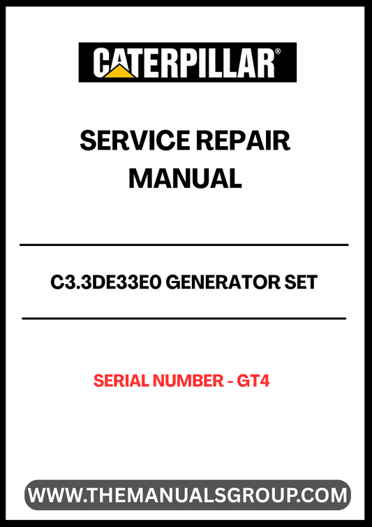 Unlock the full potential of your CAT C3.3DE33E0 Generator Set with our comprehensive Service Repair Manual, specifically designed for serial number GT4. This manual is an essential resource for technicians and DIY enthusiasts alike, providing detailed instructions and insights to ensure optimal performance and longevity of your generator.