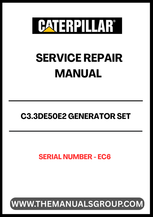  Ensure your CAT C3.3DE50E2 Generator Set operates at peak performance with our comprehensive Service Repair Manual. Designed specifically for serial number EC6, this manual provides detailed instructions and insights to help you troubleshoot and maintain your generator efficiently.
