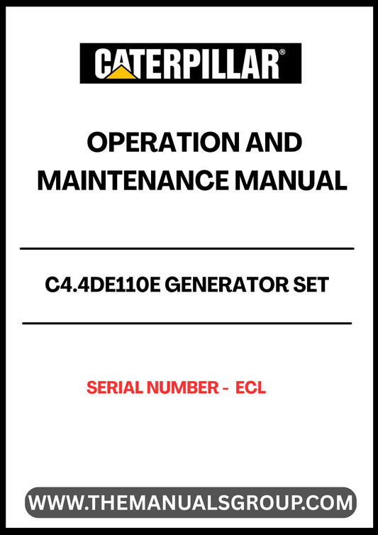Ensure the optimal performance of your CAT C4.4DE110E Generator Set with the comprehensive Operation and Maintenance Manual. This essential guide provides detailed instructions tailored for your specific serial number (S/N - ECL), ensuring you have the right information at your fingertips for efficient operation.