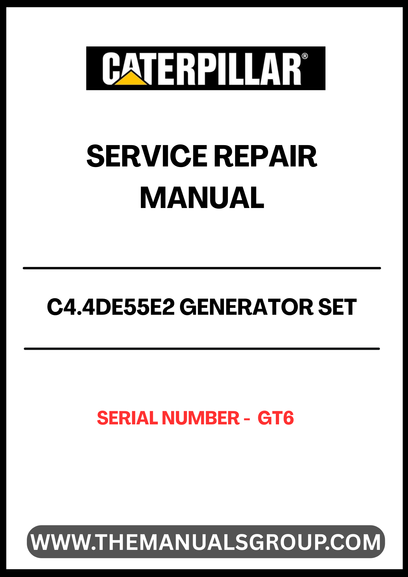Ensure the longevity and optimal performance of your CAT C4.4DE55E2 Generator Set with our comprehensive Service Repair Manual. Designed specifically for serial number GT6, this manual provides detailed instructions and insights to help you troubleshoot and maintain your generator effectively.