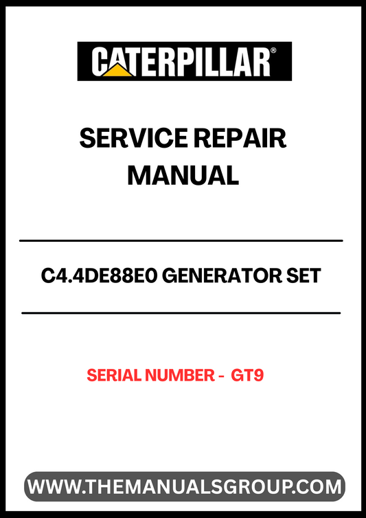  Ensure your CAT C4.4DE88E0 Generator Set operates at peak performance with our comprehensive Service Repair Manual. Designed specifically for serial number GT9, this manual provides detailed instructions and insights to help you troubleshoot and maintain your generator effectively.