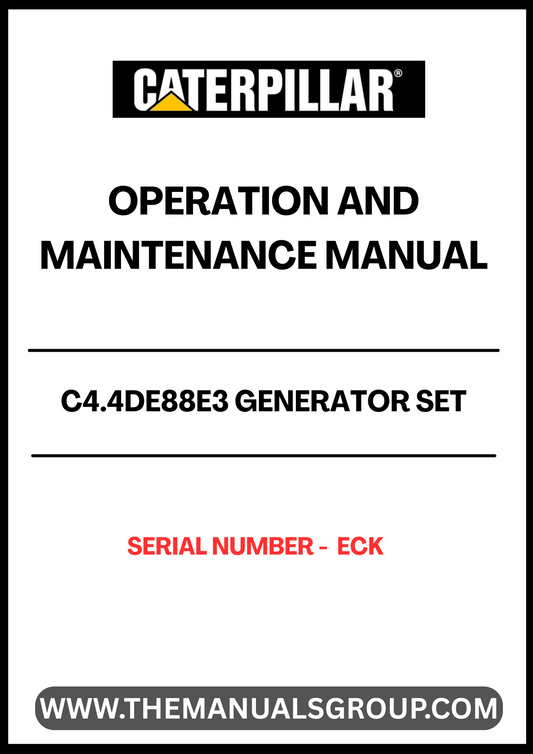 Introducing the CAT C4.4DE88E3 Generator Set Operation and Maintenance Manual, designed specifically for the ECK serial number range. This comprehensive guide is essential for ensuring optimal performance and longevity of your generator set. With detailed instructions and clear illustrations, you can easily navigate through operation procedures and maintenance tasks.