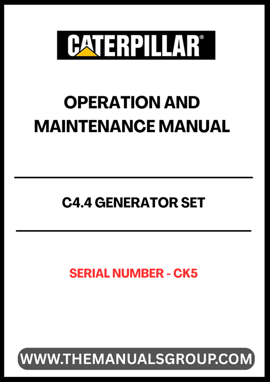 Discover the essential CAT C4.4 Generator Set Operation and Maintenance Manual, specifically designed for serial number CK5. This comprehensive guide provides detailed instructions and insights to ensure optimal performance and longevity of your generator set.