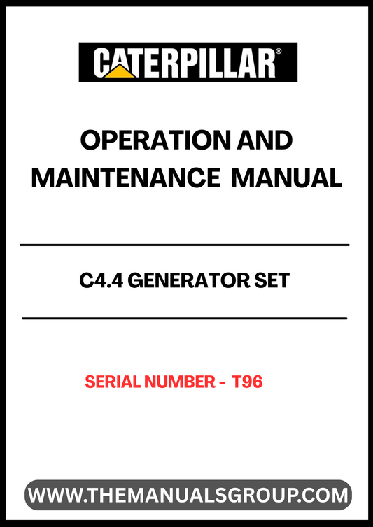 Discover the essential CAT C4.4 Generator Set Operation and Maintenance Manual, specifically designed for serial number T96. This comprehensive guide is your go-to resource for understanding the operational intricacies and maintenance requirements of your generator set, ensuring optimal performance and longevity.