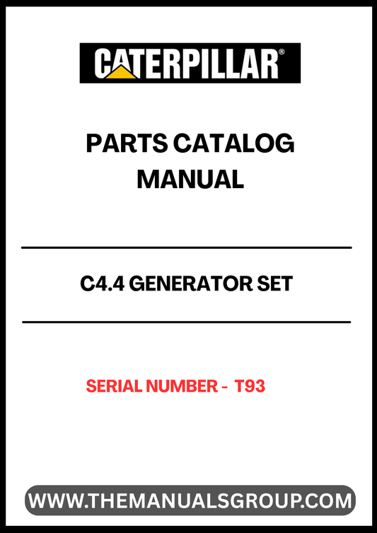 Discover the essential CAT C4.4 Generator Set Parts Catalog Manual, specifically designed for serial number T93. This comprehensive manual serves as a vital resource for technicians and operators, providing detailed information on parts, specifications, and maintenance procedures to ensure optimal performance of your generator set.