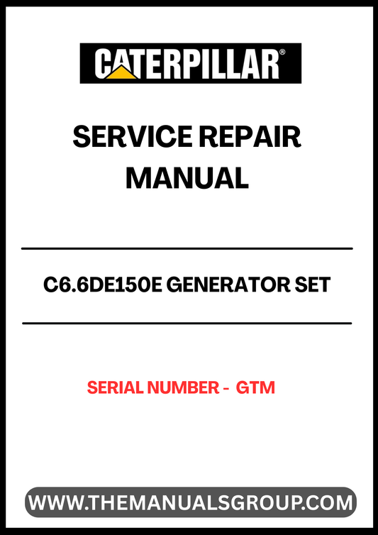 Ensure the longevity and optimal performance of your CAT C6.6DE150E Generator Set with our comprehensive Service Repair Manual. Designed specifically for serial number GTM, this manual provides detailed instructions and insights to help you troubleshoot and maintain your generator effectively.