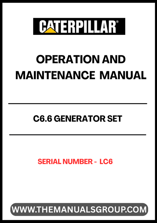 Discover the essential CAT C6.6 Generator Set Operation and Maintenance Manual, specifically designed for serial number LC6. This comprehensive guide provides detailed instructions and insights to ensure optimal performance and longevity of your generator set. With clear diagrams and step-by-step procedures, you can easily navigate through operation protocols and maintenance tasks.