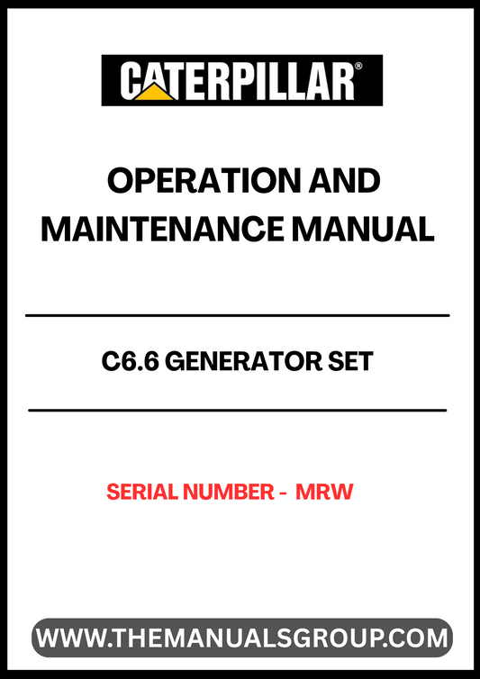 Discover the essential CAT C6.6 Generator Set Operation and Maintenance Manual, specifically designed for serial number MRW. This comprehensive guide is your go-to resource for understanding the intricacies of your generator set, ensuring optimal performance and longevity.