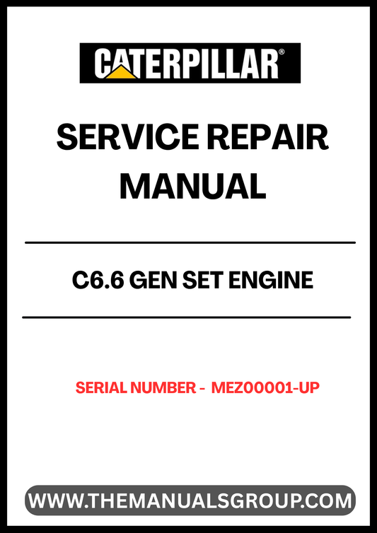 Ensure your CAT C6.6 Gen Set Engine operates at peak performance with the comprehensive Service Repair Manual, specifically designed for serial numbers MEZ00001 and up. This manual is an essential resource for technicians and operators, providing detailed instructions and insights into maintenance, troubleshooting, and repair procedures.