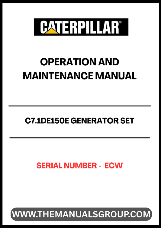  Ensure the optimal performance of your CAT C7.1DE150E Generator Set with the comprehensive Operation and Maintenance Manual. This essential guide is tailored specifically for the S/N - ECW model, providing you with detailed instructions and insights to keep your generator running smoothly and efficiently.