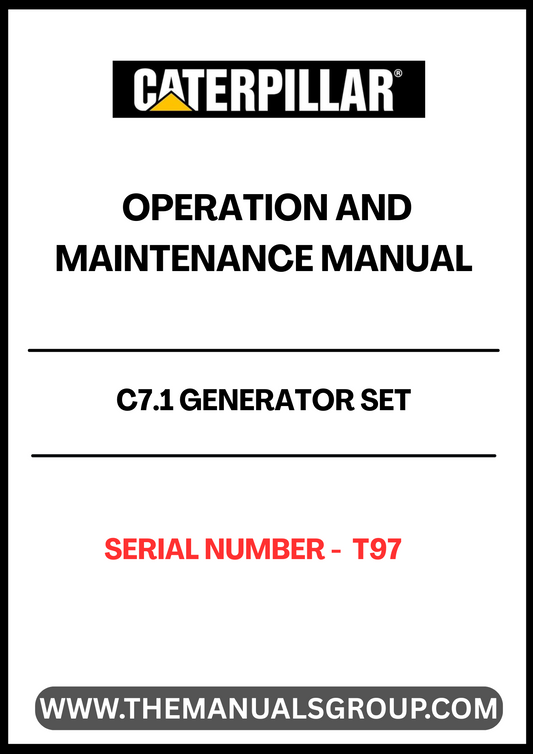 Discover the essential CAT C7.1 Generator Set Operation and Maintenance Manual, designed specifically for serial number T97. This comprehensive guide is your go-to resource for understanding the intricacies of your generator set, ensuring optimal performance and longevity.