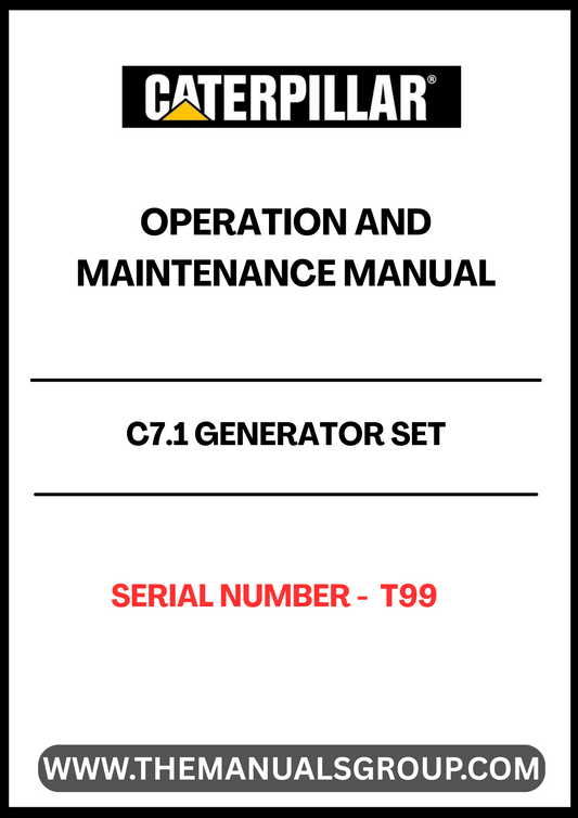 Discover the essential CAT C7.1 Generator Set Operation and Maintenance Manual, designed specifically for serial number T99. This comprehensive guide provides detailed instructions and insights to ensure optimal performance and longevity of your generator set.
