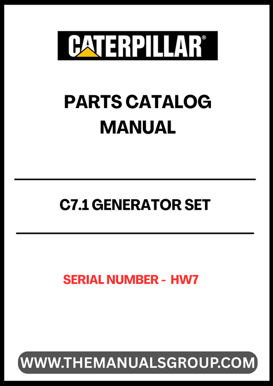 Discover the essential CAT C7.1 Generator Set Parts Catalog Manual, designed specifically for serial number HW7. This comprehensive manual serves as a vital resource for maintenance and repair, ensuring your generator operates at peak performance.