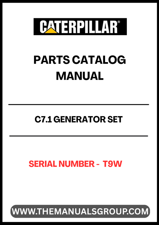 Discover the essential CAT C7.1 Generator Set Parts Catalog Manual, designed specifically for serial number T9W. This comprehensive manual serves as a vital resource for maintenance and repair, ensuring your generator operates at peak performance.