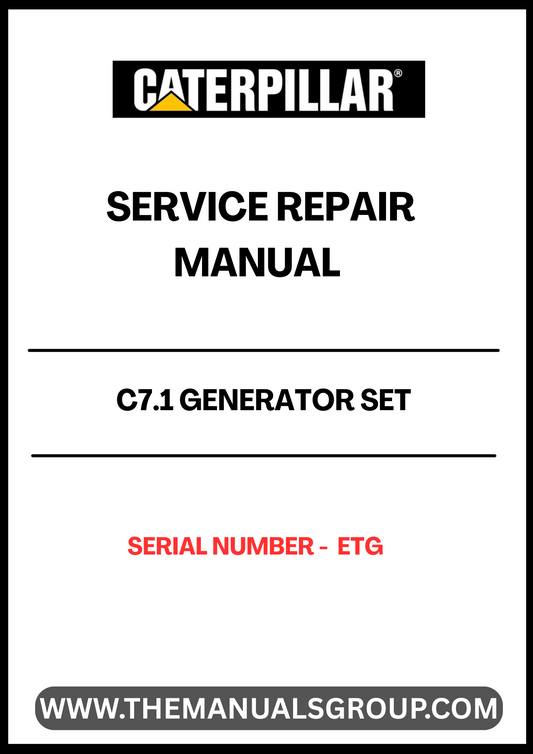  Ensure your CAT C7.1 Generator Set operates at peak performance with our comprehensive Service Repair Manual, specifically designed for serial number ETG. This manual is an essential resource for technicians and operators, providing detailed instructions and insights to troubleshoot and maintain your generator effectively.