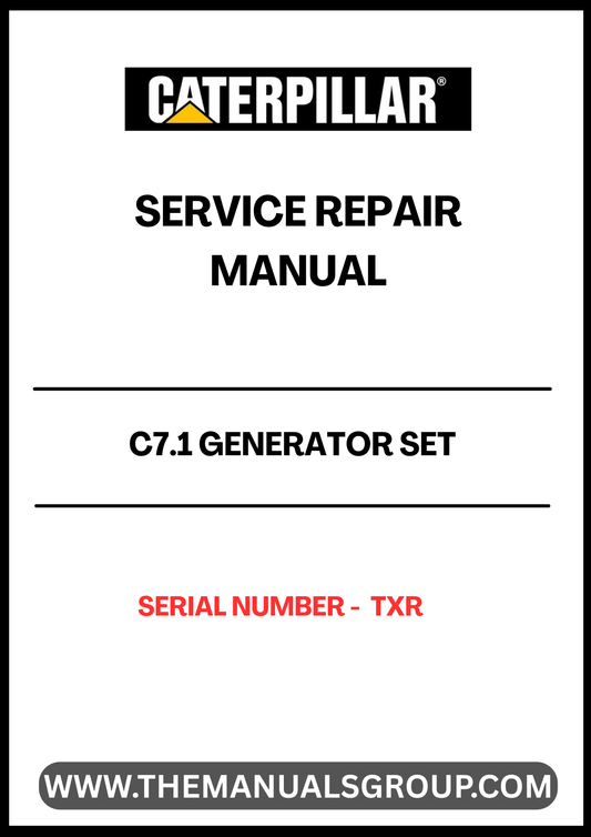 Ensure your CAT C7.1 Generator Set operates at peak performance with our comprehensive Service Repair Manual, specifically designed for serial number TXR. This manual is an essential resource for technicians and operators, providing detailed instructions and insights to troubleshoot and maintain your generator effectively.