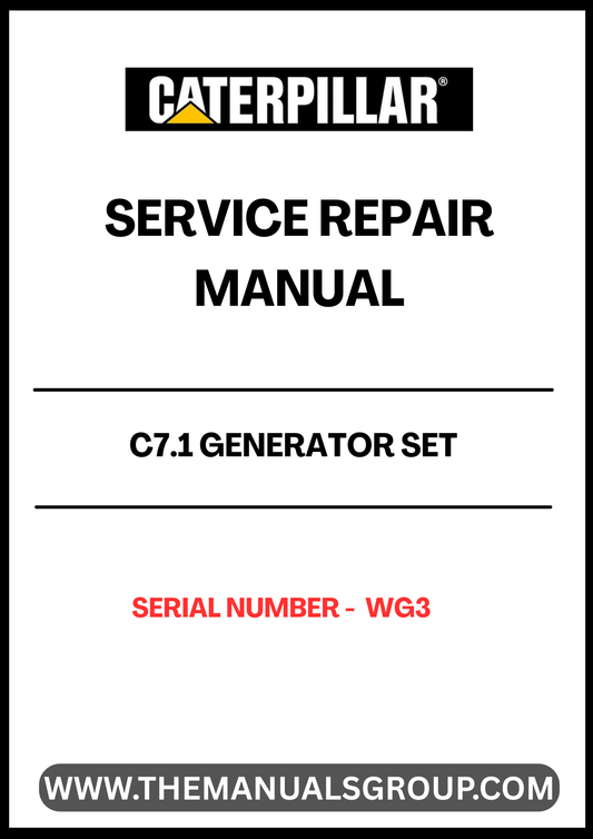 Unlock the full potential of your CAT C7.1 Generator Set with our comprehensive Service Repair Manual, specifically designed for serial number WG3. This manual is an essential resource for technicians and operators alike, providing detailed insights into maintenance, troubleshooting, and repair procedures.