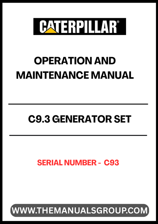 Discover the essential CAT C9.3 Generator Set Operation and Maintenance Manual, designed specifically for serial number C93. This comprehensive guide provides detailed instructions and insights to ensure optimal performance and longevity of your generator set. With clear diagrams and step-by-step procedures, you can easily navigate through operation protocols and maintenance tasks.