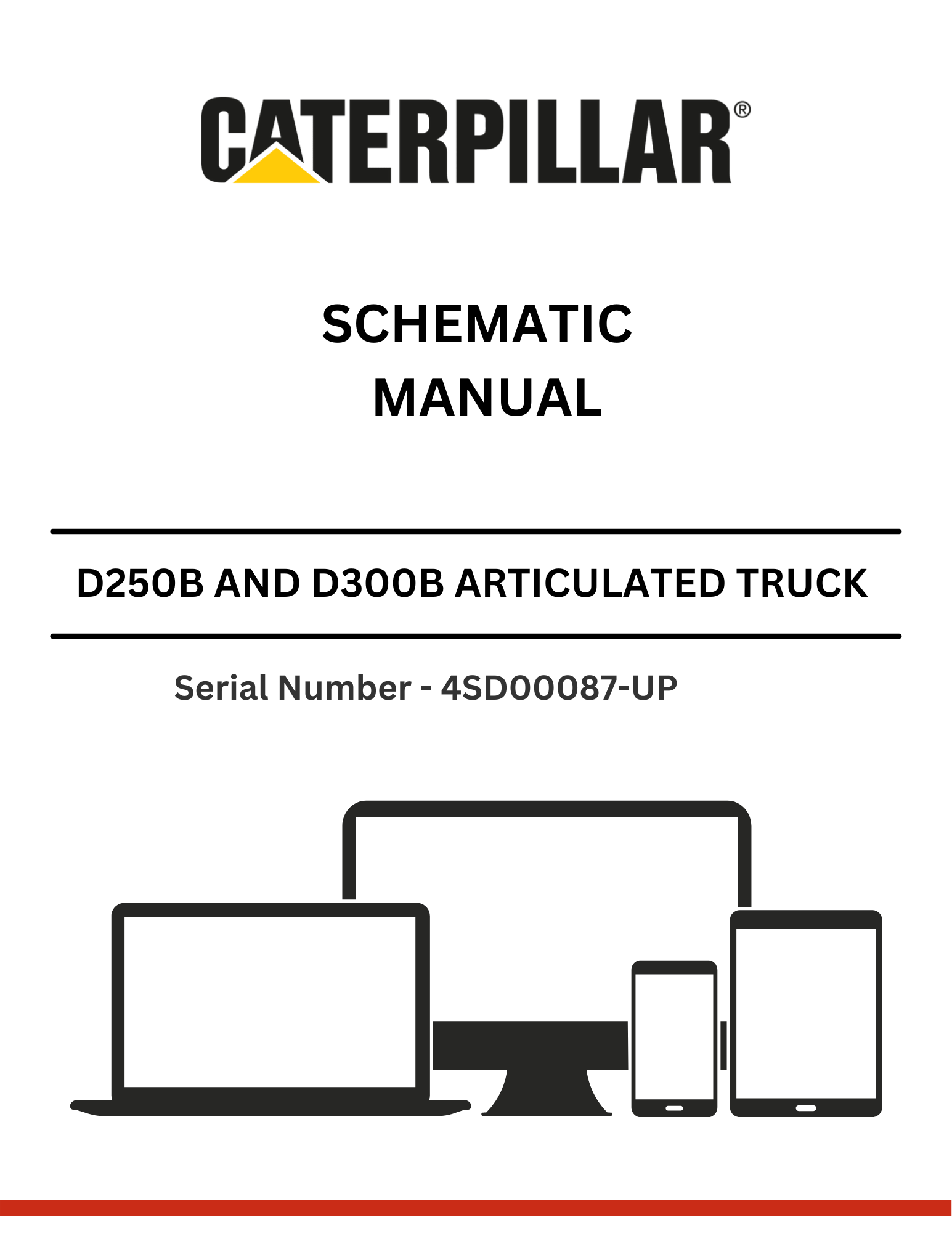 Discover the CAT D250B and D300B articulated dump truck schematic manual. Get detailed insights for models S/N 4SD00087 and up, powered by the 3306 engine.