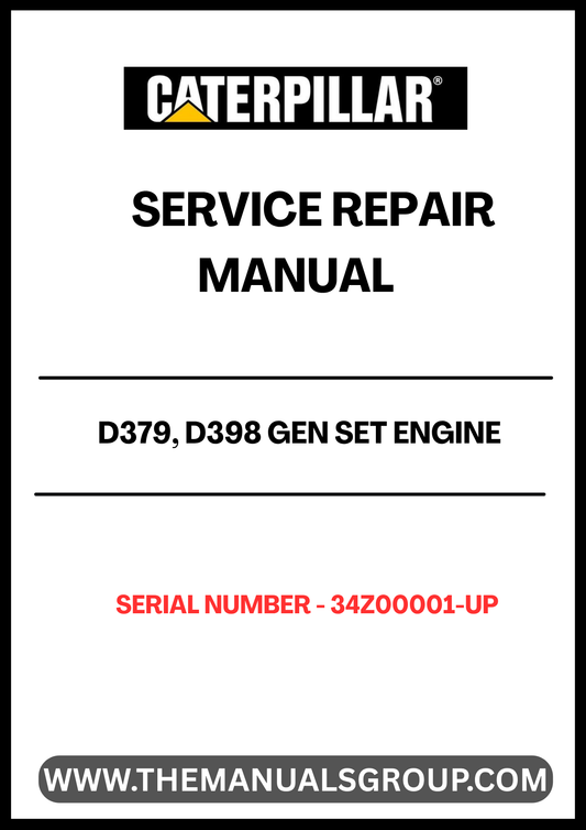 Unlock the full potential of your CAT D379 and D398 GEN SET engines with our comprehensive Service Repair Manual. Designed specifically for serial numbers 34Z00001 and up, this manual is an essential resource for both seasoned technicians and DIY enthusiasts. It provides detailed instructions, diagrams, and troubleshooting tips to ensure your engine operates at peak performance.