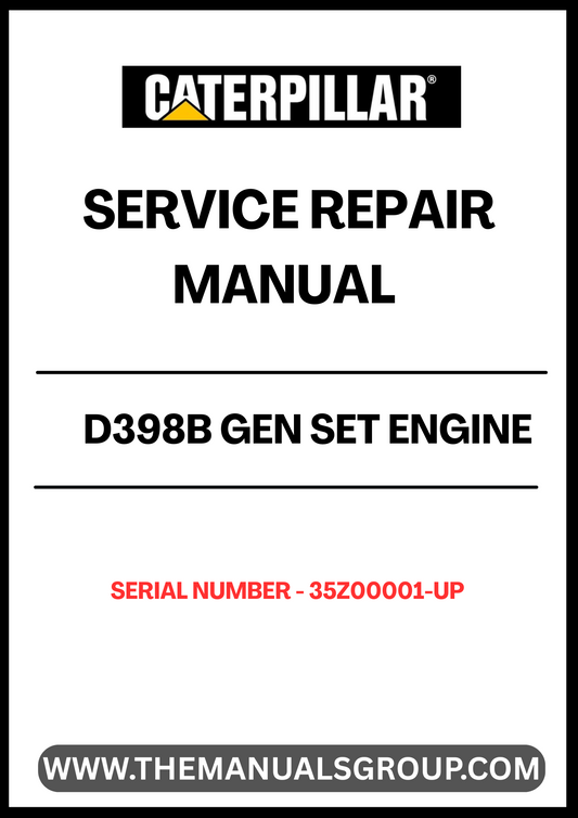 Ensure your CAT D398B Gen Set Engine operates at peak performance with our comprehensive Service Repair Manual, specifically designed for serial numbers 35Z00001 and up. This manual is an essential resource for technicians and DIY enthusiasts alike, providing detailed instructions and insights into maintenance and repair procedures.