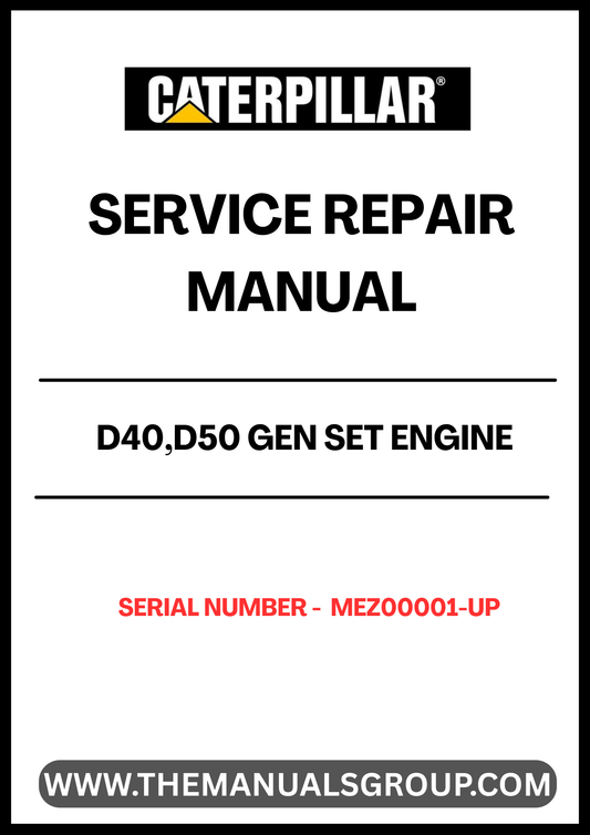 Unlock the full potential of your CAT D40 and D50 Gen Set engines with our comprehensive Service Repair Manual, specifically designed for serial numbers MEZ00001 and up. This manual is an essential resource for technicians and DIY enthusiasts alike, providing detailed instructions and insights to ensure your engine operates at peak performance.