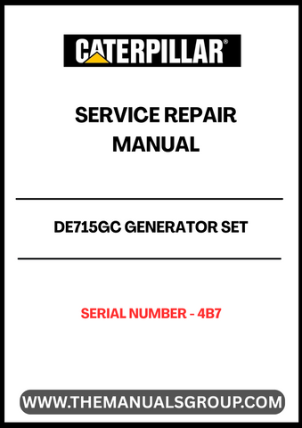 The CAT DE715GC Generator Set Service Repair Manual (S/N - 4B7) is an essential resource for maintaining and troubleshooting your generator. This comprehensive manual provides detailed instructions and diagrams, ensuring you have the information needed to keep your equipment running smoothly and efficiently.