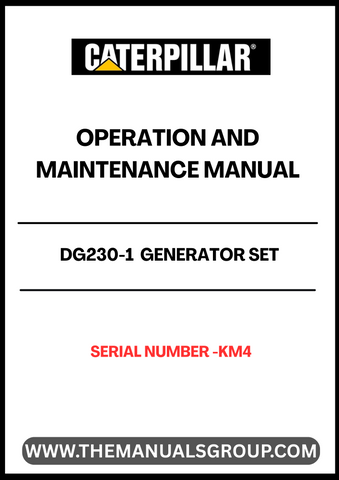 Discover the essential CAT DG230-1 Generator Set Operation and Maintenance Manual, specifically designed for serial number KM4. This comprehensive guide is your go-to resource for understanding the operational intricacies and maintenance requirements of your generator set, ensuring optimal performance and longevity.