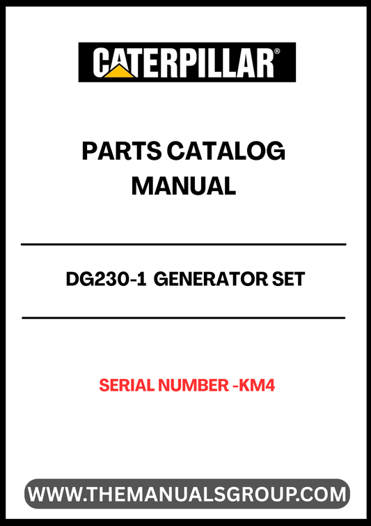 Discover the essential CAT DG230-1 Generator Set Parts Catalog Manual, designed specifically for serial number KM4. This comprehensive manual serves as a vital resource for technicians and operators, providing detailed information on parts, specifications, and maintenance procedures to ensure optimal performance of your generator set.

